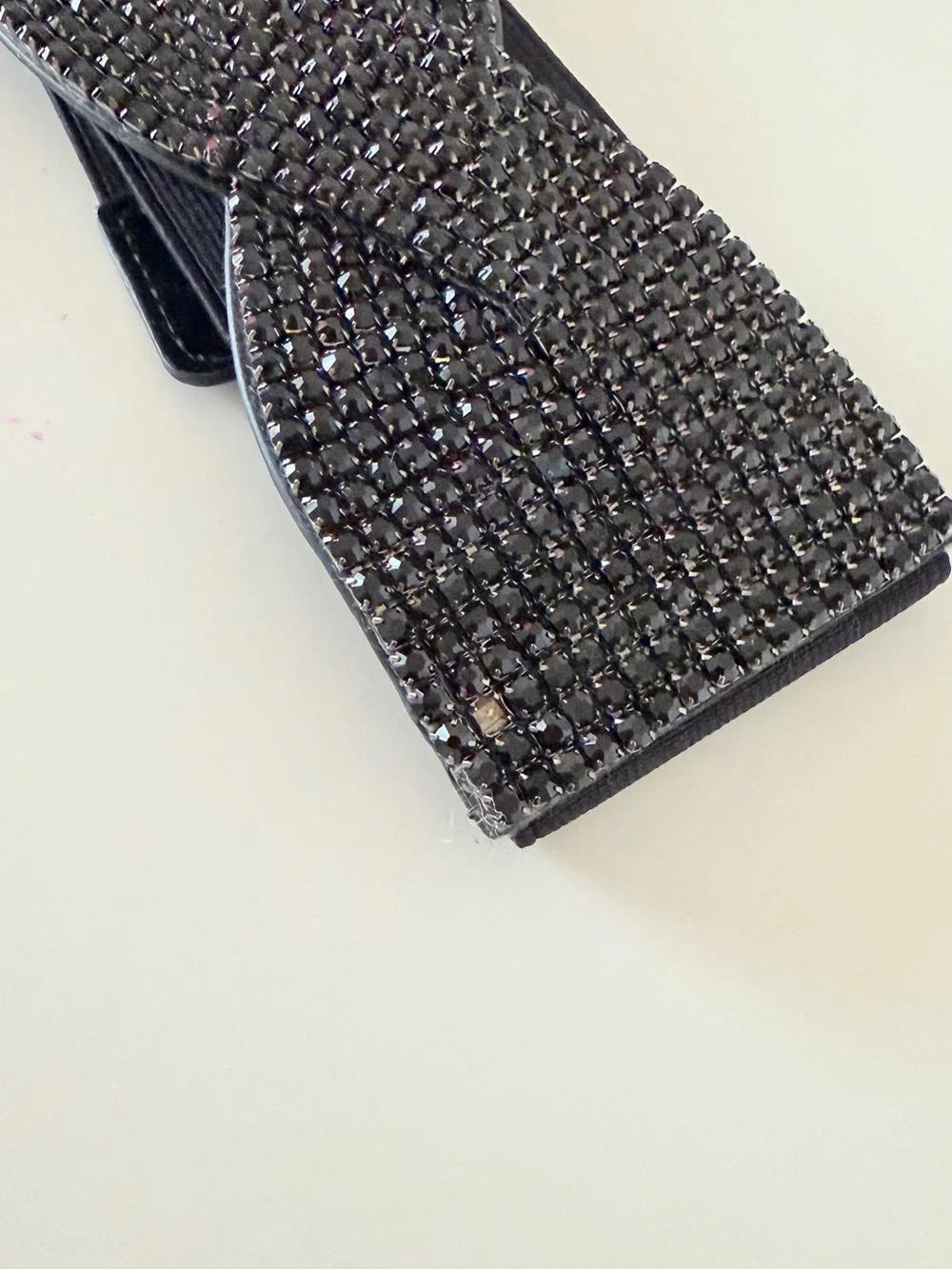 Black Crystal Braided Stretch Belt